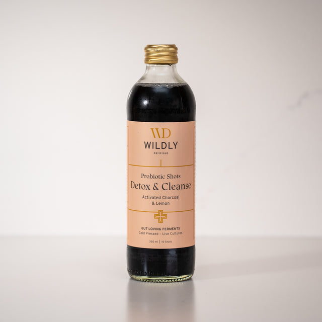 Probiotic Detox Shots, Charcoal Lemon & Ginger